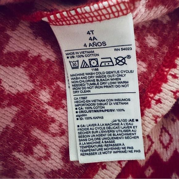 Old Navy 4T Toddler Girl Red Dress Holiday Christmas Tree Fair Isle - Picture 3 of 6